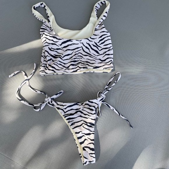 Kavala Collective Zebra Print Crop Bikini Set - Picture 1 of 1